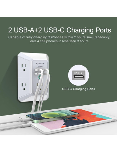 Cargador de pared USB QINLIANF 5 salidas 4.8A blanco