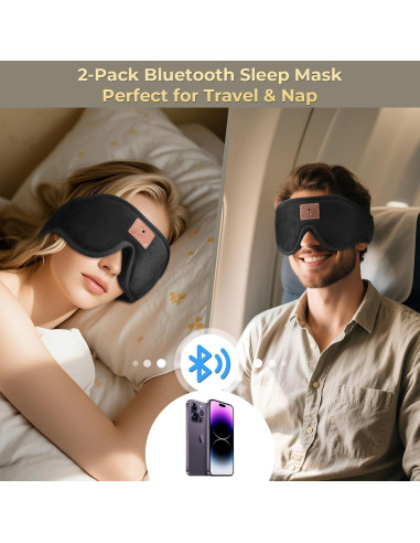 Paquete de 2 Máscaras de Sueño 3D ASIILOVI con Bluetooth