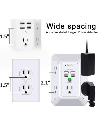 Cargador de pared USB QINLIANF 5 salidas 4.8A blanco