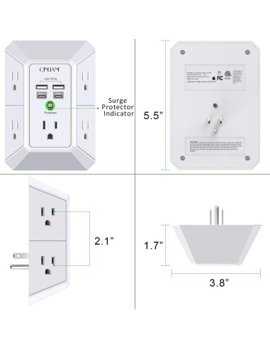 Cargador de pared USB QINLIANF 5 salidas 4.8A blanco