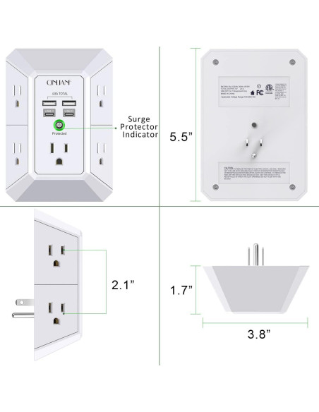 Cargador de pared USB QINLIANF 5 salidas 4.8A blanco