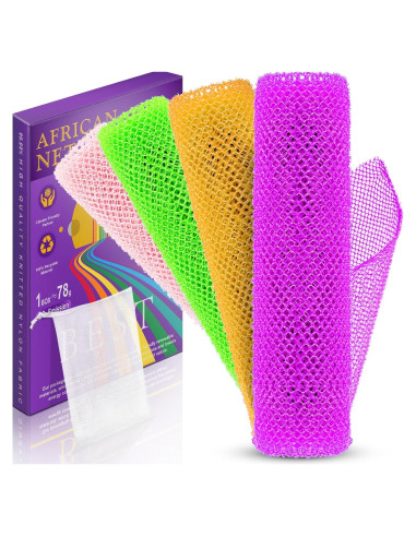 Esponja de Baño Africana 4 Piezas Nylon Exfoliante 30x80 cm