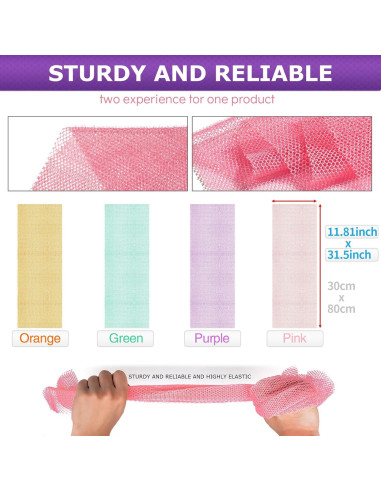 Esponja de Baño Africana 4 Piezas Nylon Exfoliante 30x80 cm