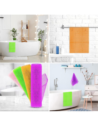 Esponja de Baño Africana 4 Piezas Nylon Exfoliante 30x80 cm