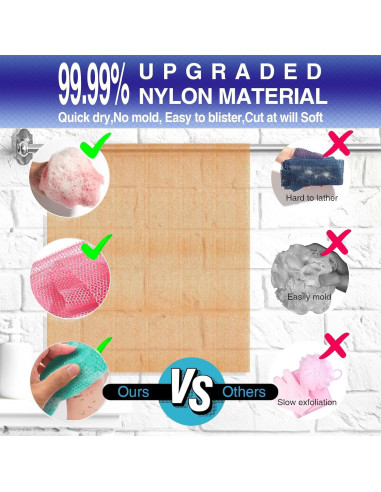 Esponja de Baño Africana 4 Piezas Nylon Exfoliante 30x80 cm