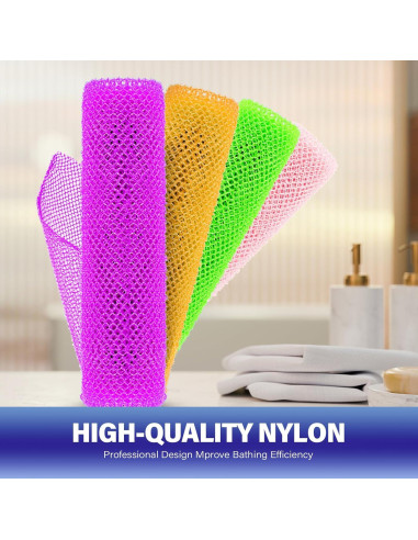 Esponja de Baño Africana 4 Piezas Nylon Exfoliante 30x80 cm