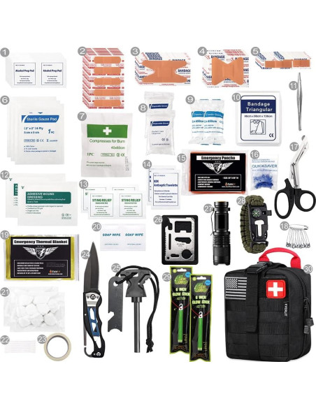 Kit de Supervivencia EVERLIT 250 Piezas Bolsa Molle Negra