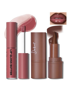 Juego de Lápiz Labial y Brillo de Labios HOSAILY Marrón Oscuro