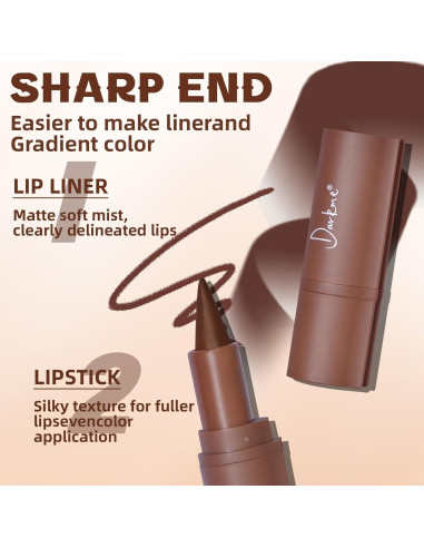 Juego de Lápiz Labial y Brillo de Labios HOSAILY Marrón Oscuro