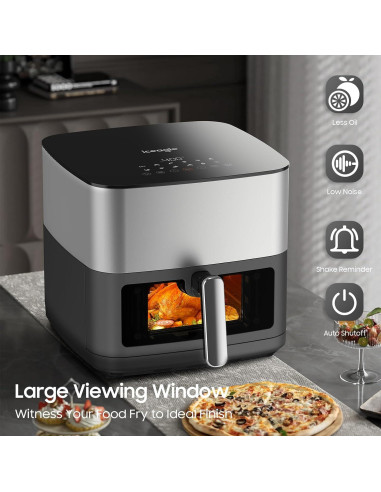 Freidora de Aire Iceagle 9 Qt Acero Inoxidable 1700W 12 en 1