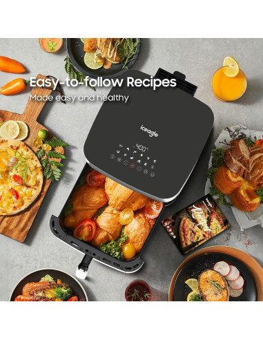 Freidora de Aire Iceagle 9 Qt Acero Inoxidable 1700W 12 en 1