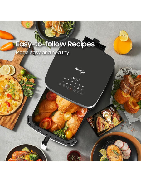 Freidora de Aire Iceagle 9 Qt Acero Inoxidable 1700W 12 en 1