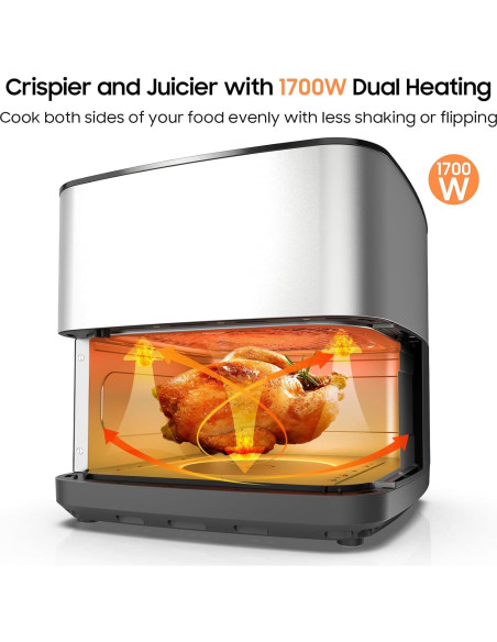 Freidora de Aire Iceagle 9 Qt Acero Inoxidable 1700W 12 en 1