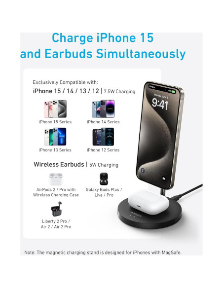 Soporte Carga Inalámbrico Anker PowerWave Lite para iPhone 16 Soporte Carga Inalámbrico Anker PowerWave Lite para iPhone 16