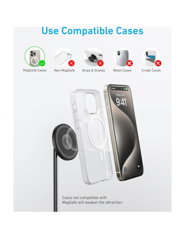 Soporte Carga Inalámbrico Anker PowerWave Lite para iPhone 16