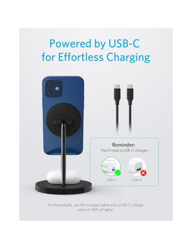 Soporte Carga Inalámbrico Anker PowerWave Lite para iPhone 16