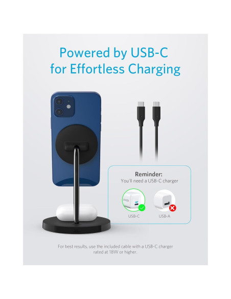 Soporte Carga Inalámbrico Anker PowerWave Lite para iPhone 16 Soporte Carga Inalámbrico Anker PowerWave Lite para iPhone 16