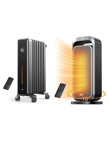 Calefactor Dreo 1500W Radiador de Aceite y Cerámico con Control Remoto