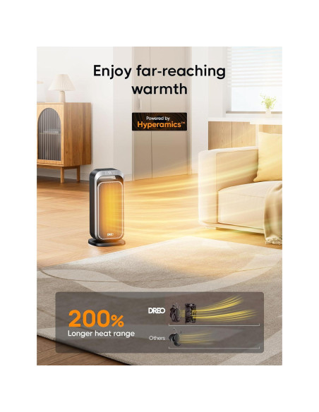 Calefactor Dreo 1500W Radiador de Aceite y Cerámico con Control Remoto