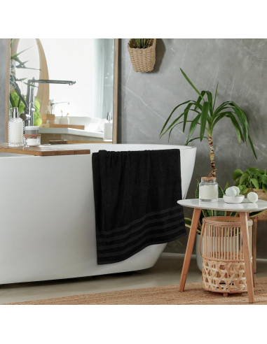 Juego de Toallas de Baño Utopia 4 Piezas 100% Algodón Negro