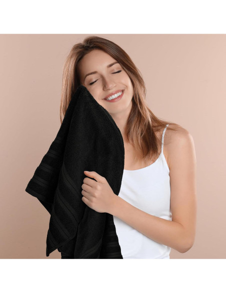 Juego de Toallas de Baño Utopia 4 Piezas 100% Algodón Negro