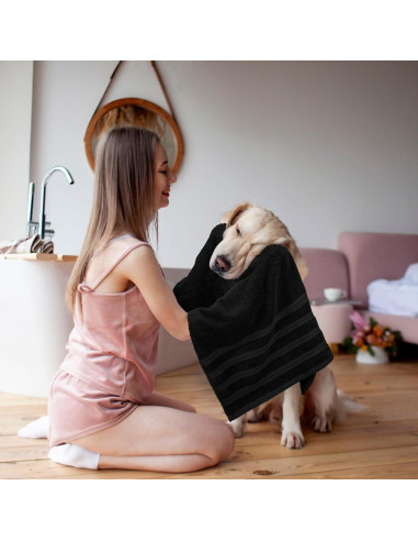 Juego de Toallas de Baño Utopia 4 Piezas 100% Algodón Negro