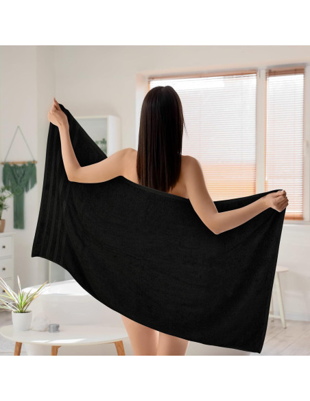 Juego de Toallas de Baño Utopia 4 Piezas 100% Algodón Negro