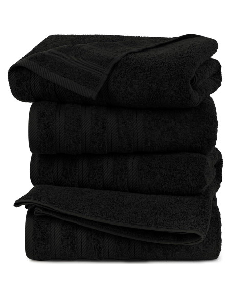 Juego de Toallas de Baño Utopia 4 Piezas 100% Algodón Negro