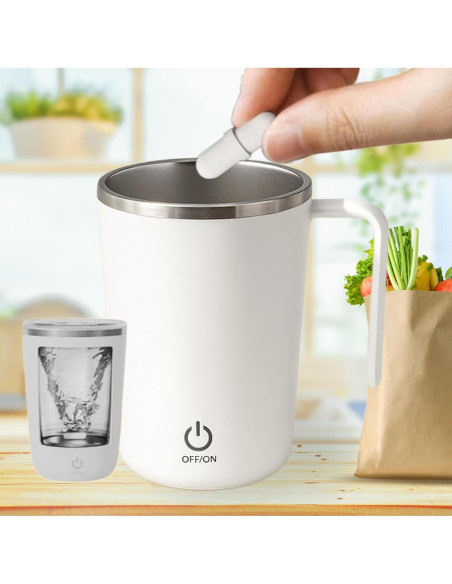 Taza de café auto mezcladora FsKPRO blanca 12.45x9x7.99cm