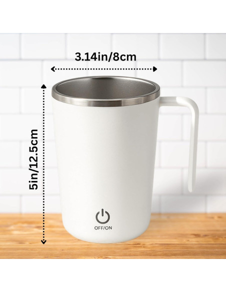 Taza de café auto mezcladora FsKPRO blanca 12.45x9x7.99cm