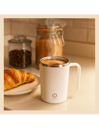 Taza de café auto mezcladora FsKPRO blanca 12.45x9x7.99cm