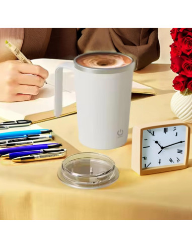 Taza de café auto mezcladora FsKPRO blanca 12.45x9x7.99cm