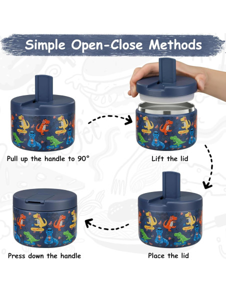 Tarro de Comida Aislado Pawtong 350ml Azul Dinosaurio Tarro de Comida Aislado Pawtong 350ml Azul Dinosaurio