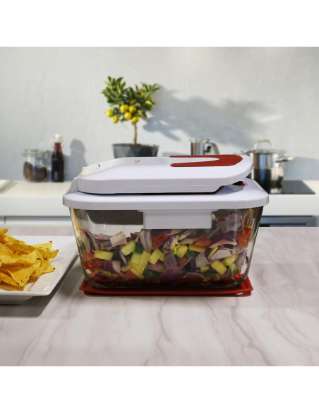 Picador de Verduras Valore 11 Tazas con Contenedor de Vidrio Picador de Verduras Valore 11 Tazas con Contenedor de Vidrio