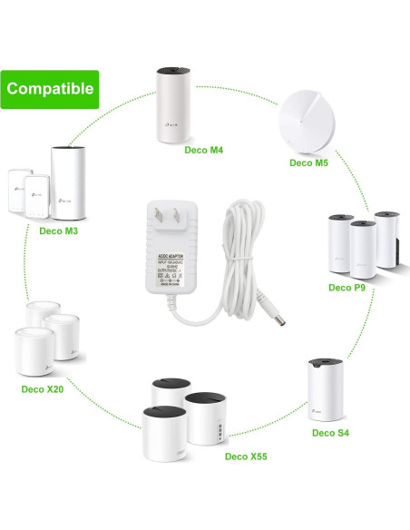Cable de Alimentación 12V PDEEY para Enrutador TP-Link Deco M5 M4 X20