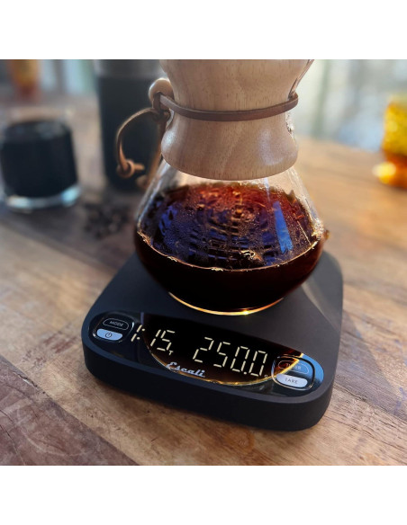 Balanza de Café Escali Versi 3000g Recargable LED Negra