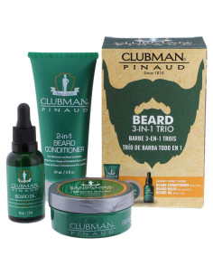 Kit de Barba Clubman Pinaud 3 en 1 Acondicionador, Balsamo y Aceite