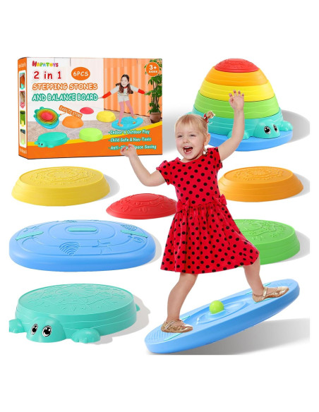 HAPATOYS Tabla de Equilibrio y Piedras de Paso 2-en-1