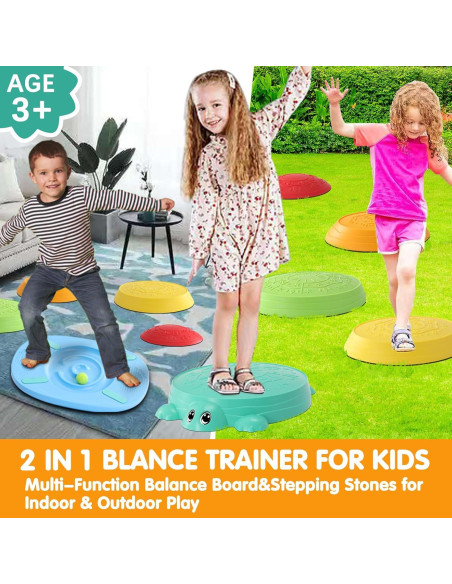 HAPATOYS Tabla de Equilibrio y Piedras de Paso 2-en-1