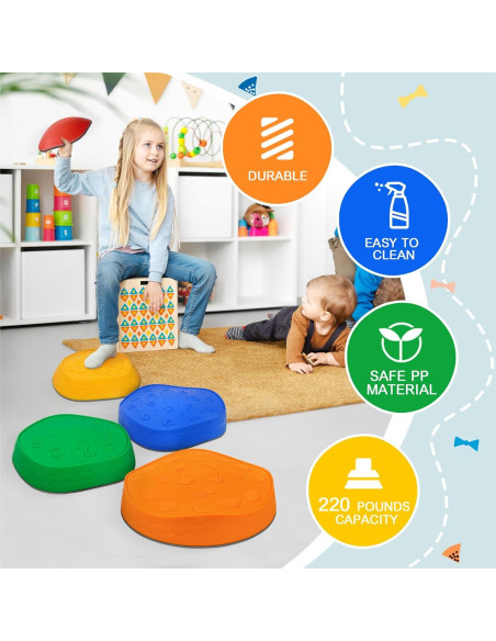 Piedras de Equilibrio Antideslizantes HappyField 5Pcs Arcoíris