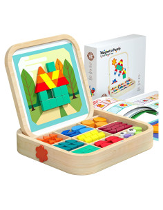 Juego de Bloques Magnéticos de Madera 288 PCS - Tangram Montessori