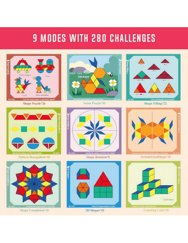 Juego de Bloques Magnéticos de Madera 288 PCS - Tangram Montessori