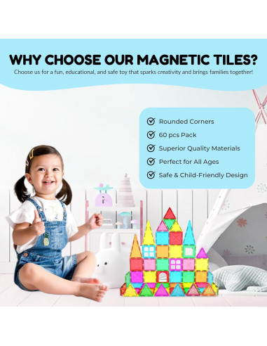 Juguetes Magnéticos Educativos Jenavia Set 60 Piezas 3-14 Años