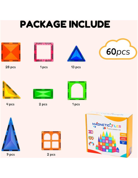 Juguetes Magnéticos Educativos Jenavia Set 60 Piezas 3-14 Años
