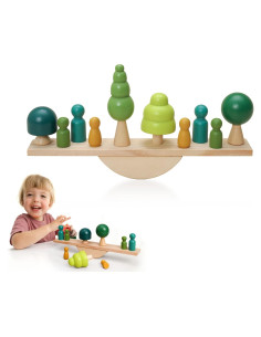 Juguete de Equilibrio de Madera Promise Babe - 6 Muñecos y 4 Árboles