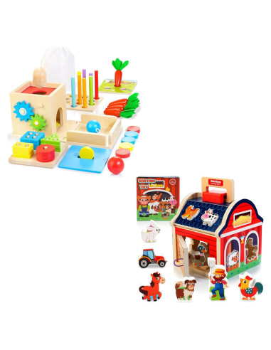 Juguetes de Madera Montessori Kizfarm 8-en-1 para Bebés