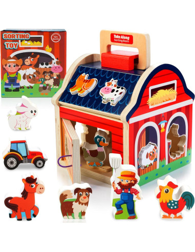 Juguetes de Madera Montessori Kizfarm 8-en-1 para Bebés