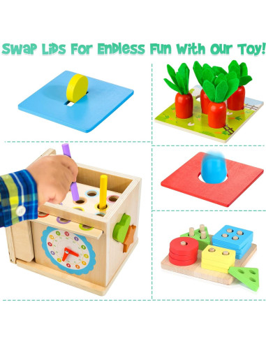 Juguetes de Madera Montessori Kizfarm 8-en-1 para Bebés