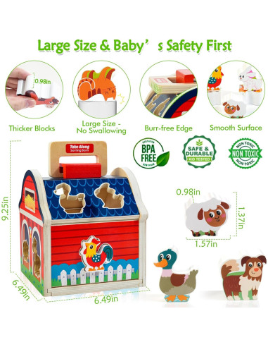 Juguetes de Madera Montessori Kizfarm 8-en-1 para Bebés