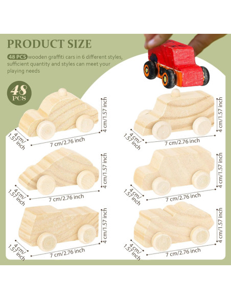 Juguetes de Auto de Madera DIY Lenwen - 48 Piezas Lindo